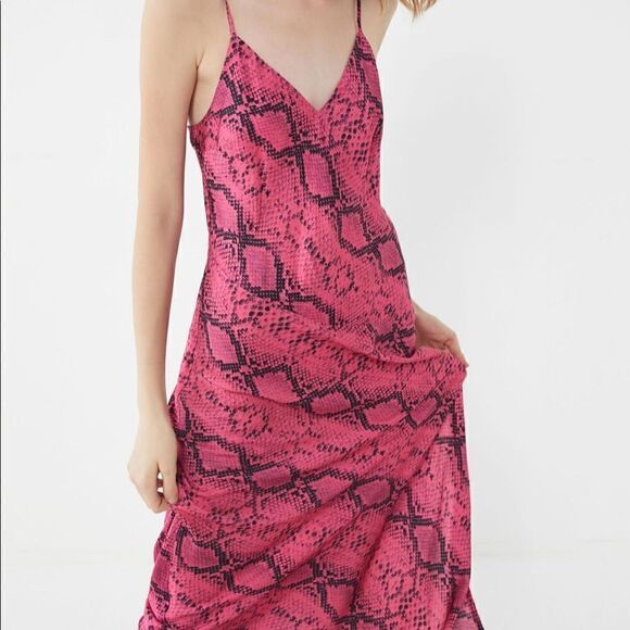 Urban outfitters snake print slip maxi dress in pink size medium - Picture 1 of 10